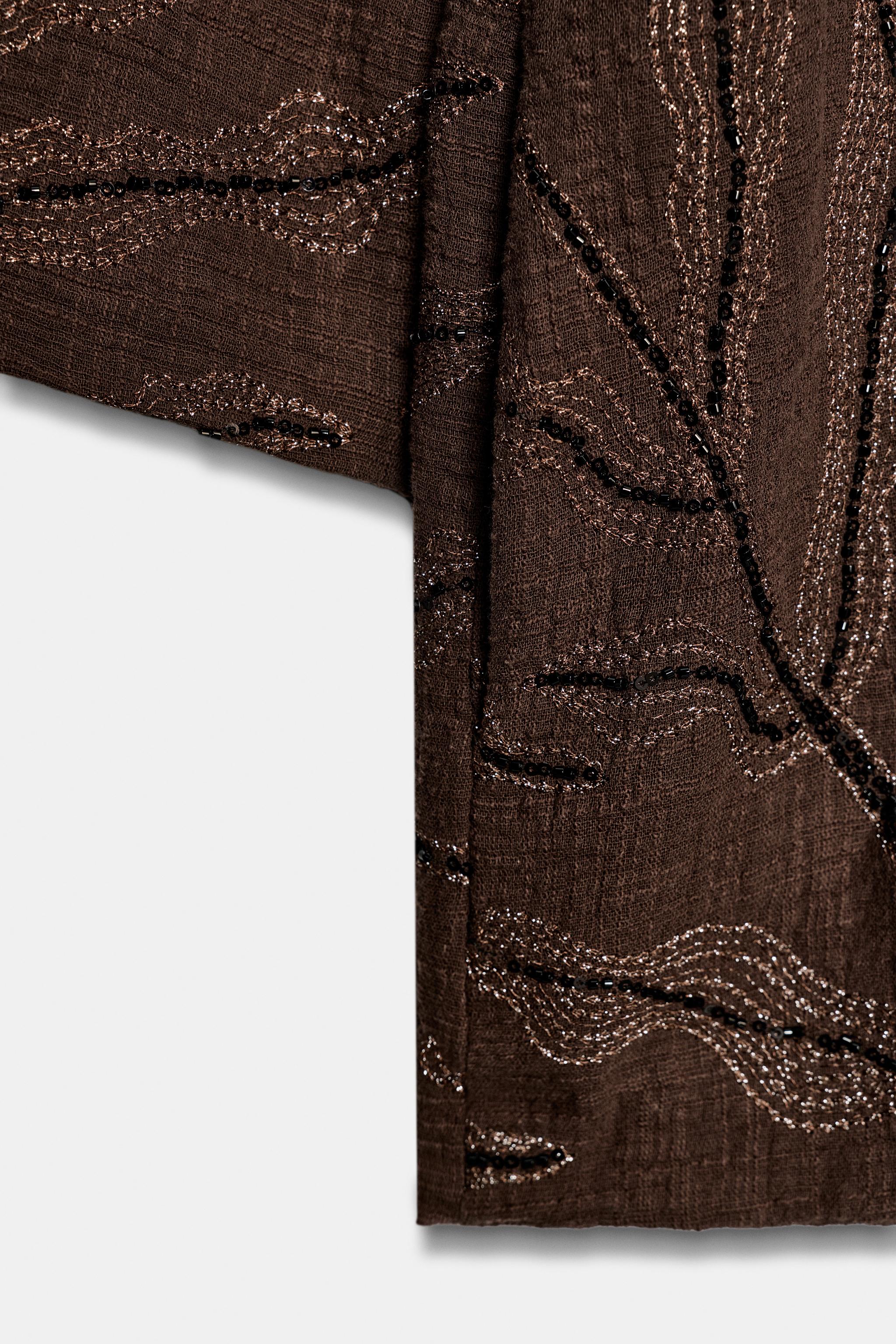 SEQUIN METALLIC THREAD KIMONO JACKET